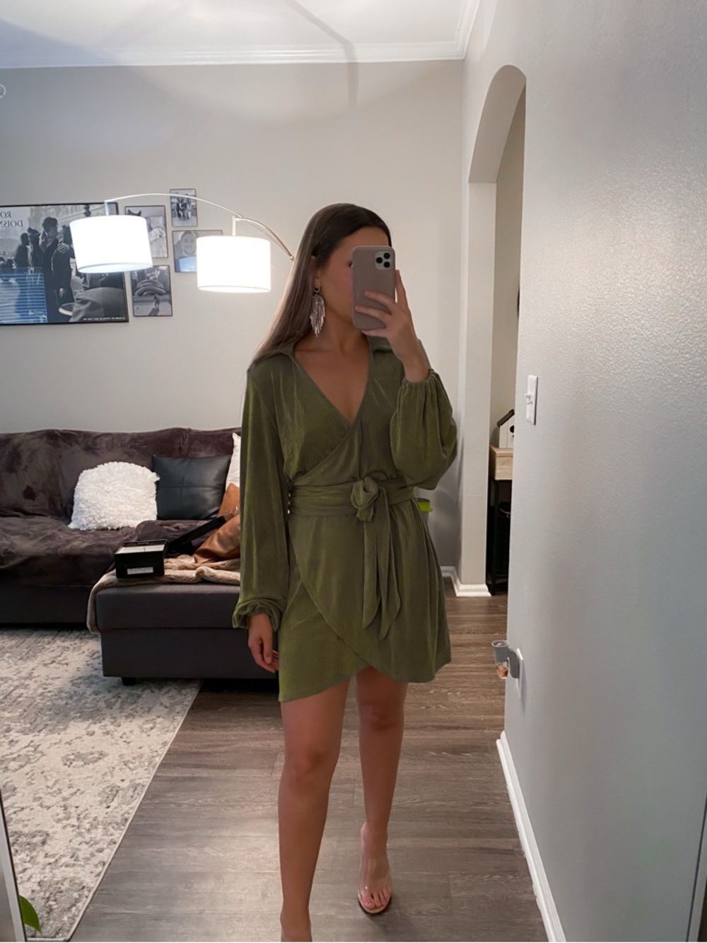 Princess Polly green wrap dress